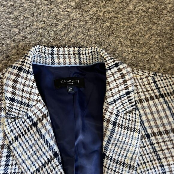 Talbots Blazer Jacket Women 16P Houndstooth Plaid Office Business Career - Picture 3 of 5